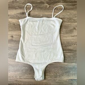 Free People White Camisole Bodysuit Spaghetti Strap Square Neck Size XS